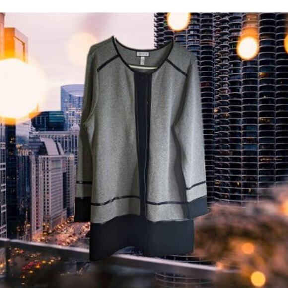 Charter Club Large long sleeve button up front color block wool & cotton sweater - Picture 1 of 1